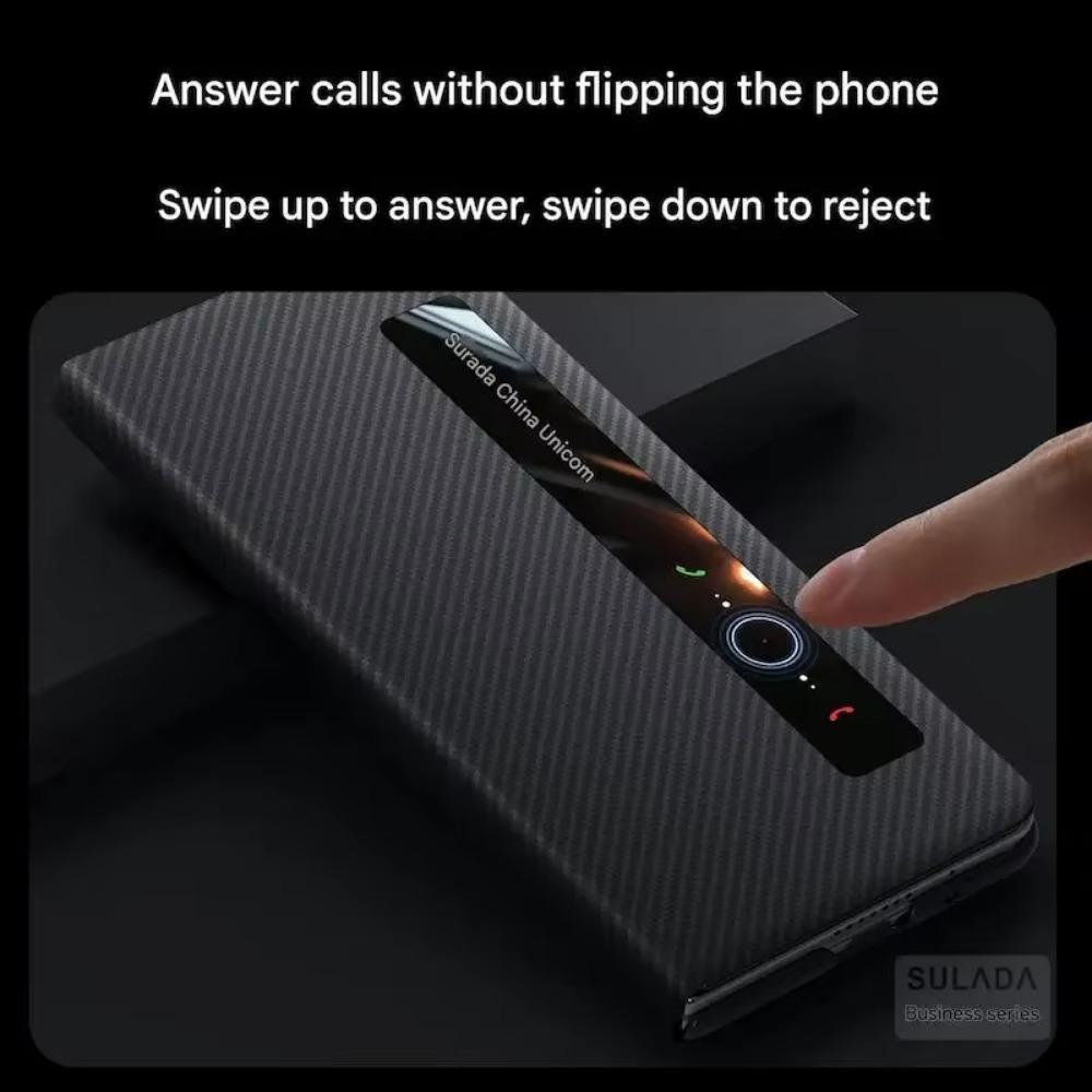 Higth End Busine Carbon Fiber Textured Case for Vivo X Fold 5 Magnetic Flip Cover Folding All Inclusive Protect Smart Window