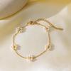 Spring Handmade Beaded Flower & Pearl Clavicle Necklace for Women