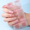 16Tips DIY Baking-Free Nail Stickers Shiny French Stripes Nail Patch Full Cover Adhesive Nail Wraps Manicures Decoration Decal