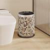 Vintage Mosaic Ceramic Trash Can Large Capacity Waste Bin for Living Room Bedroom Bathroom Stylish Home Decor High-End Gifts