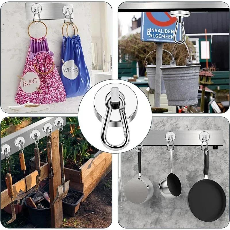 5/1ks Silné neodymové magnetické háčky Heavy Duty 360° otočné karabiny Ručníky Klíče Chladnička Víceúčelové úložné háčky