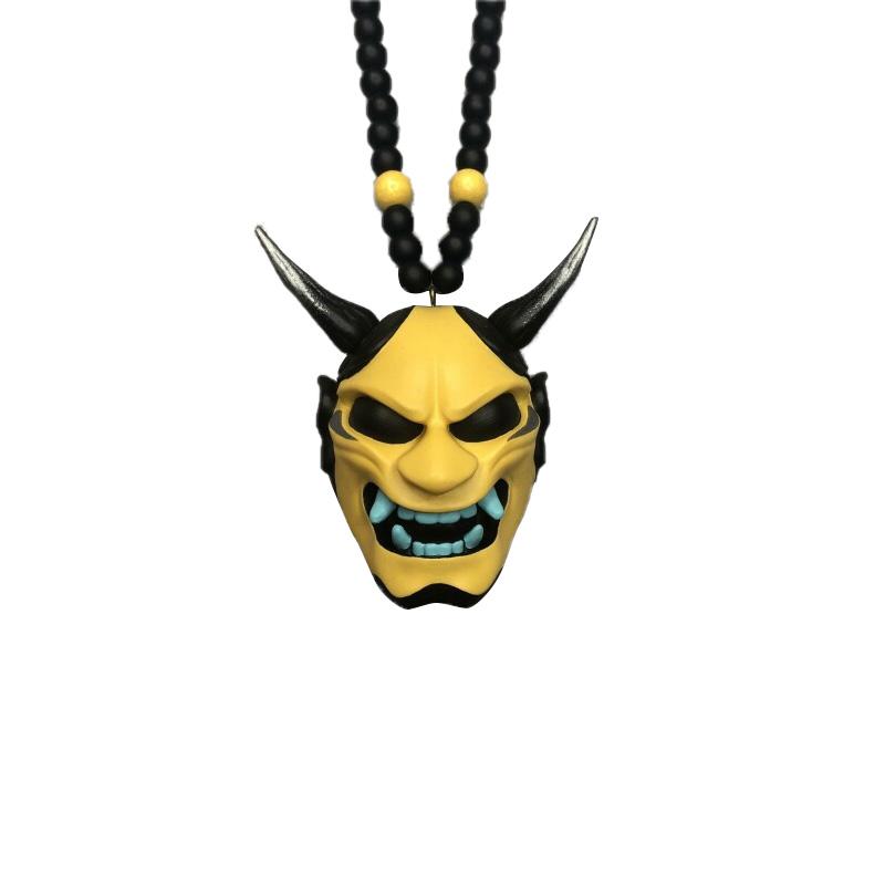 1Pc Hannya Helmet Japanese Oni Charm Hanging Pendant Samurai Car Accessories Auto Ornament Rear View Mirror