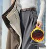 2025 Autumn/Winter High-Waisted Herringbone Wool Blend Wide-Leg Pants