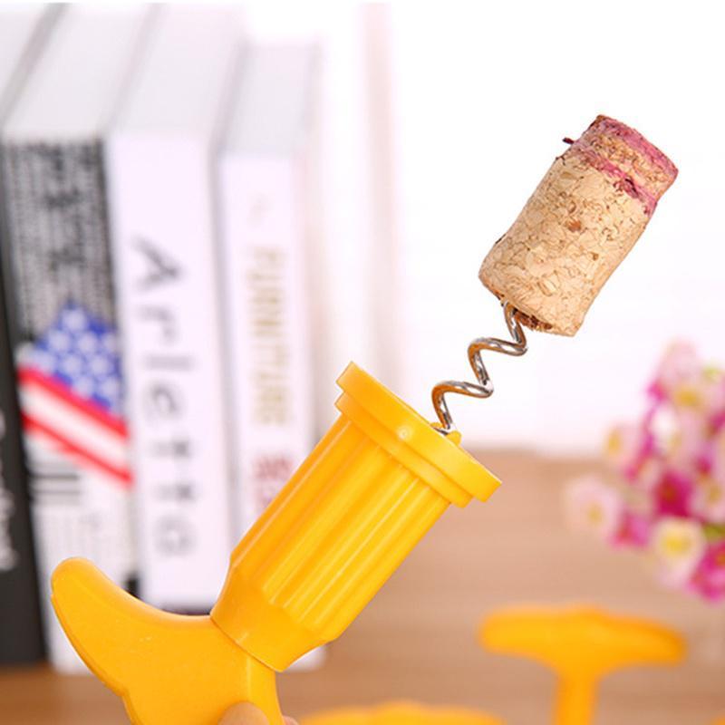 2 Pcs/Set Kitchen Household Creative Multifunctional ABS Stainless Steel Wine Bottle Opener Yellow Mini Corkscrew Accessories