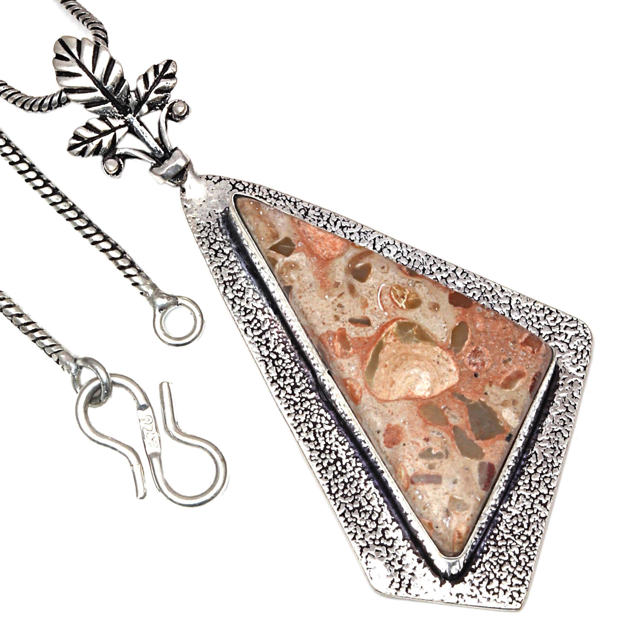 

Pendant Bird Eye Jasper Gemstone Handmade Antique Silver Jewelry 2.75