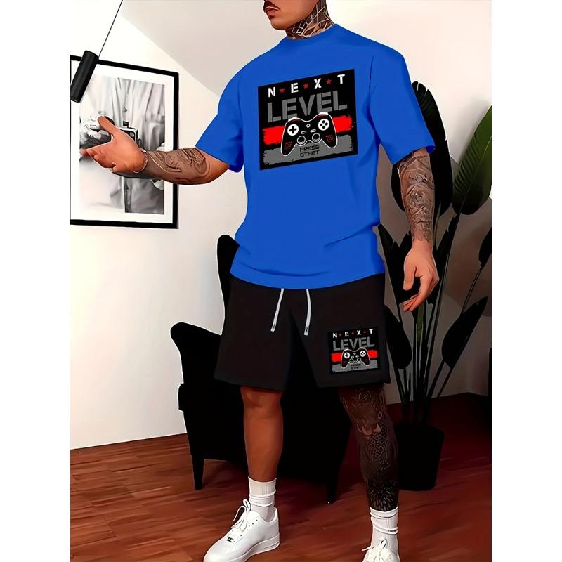 Men's Casual Outfit Set Yellow Duck Print Men's T-shirt & Beach Shorts Set Summer Short-sleeved Street Fashion Sports Shorts