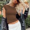 Solid Sexy Backless Slim T-Shirts For Women 2024 Summer Fashion O-Neck Short Sleeve Crop Tops Female Y2k Streetwear Bodycon Tees