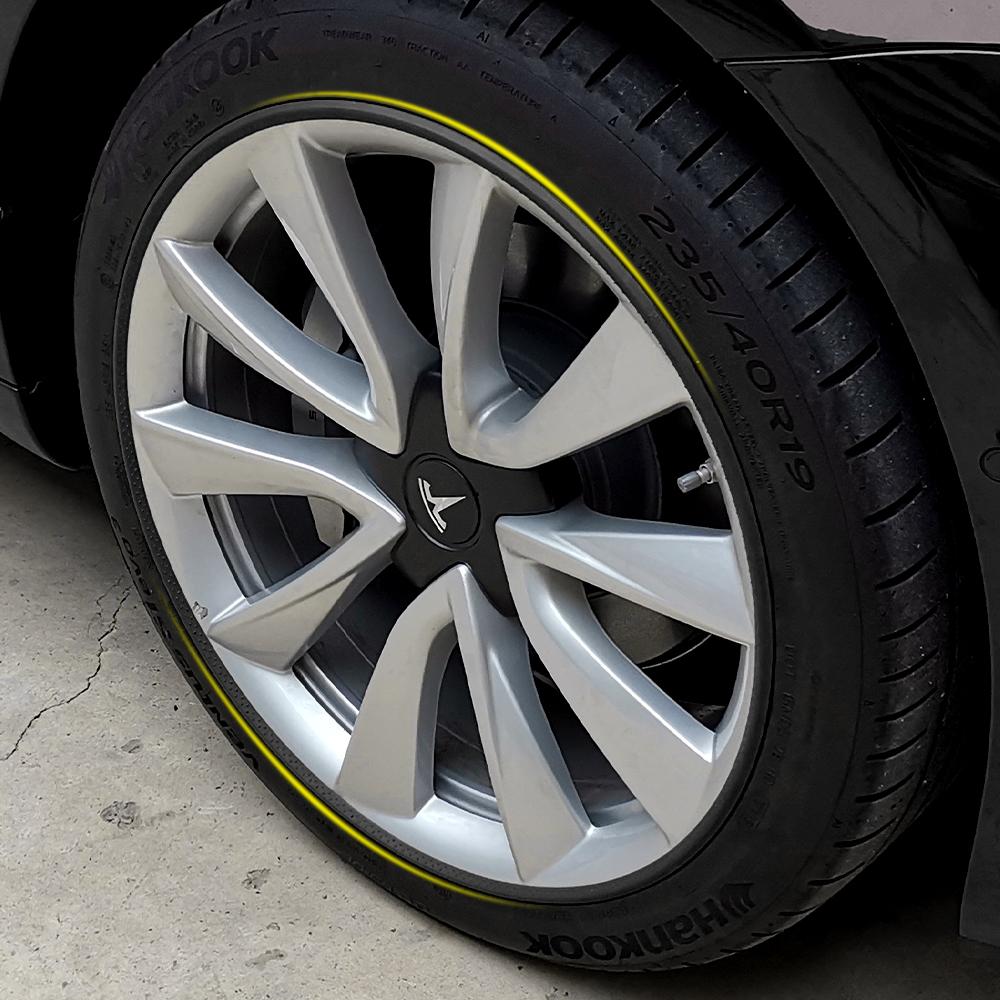 AMA1 4PCS/SET Car Vehicle Wheel Rims Protector Decor Strip Tire Guard Line Rubber Moulding Trim for Tesla Model 3 Y S X 2017-2023