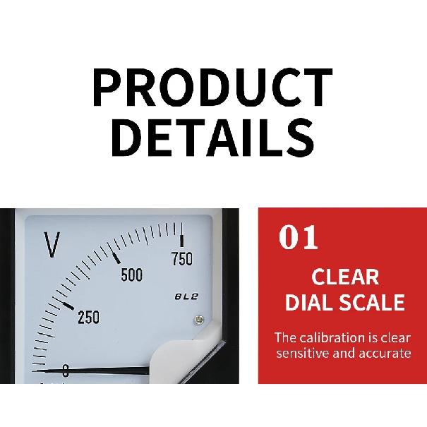 6L2-V Pointer Voltmeter Analog Volt Meter 80mm X 80mm AC50V 100V 150V 250V 300V 450V 500V 600V 750V Electric Votage Meter