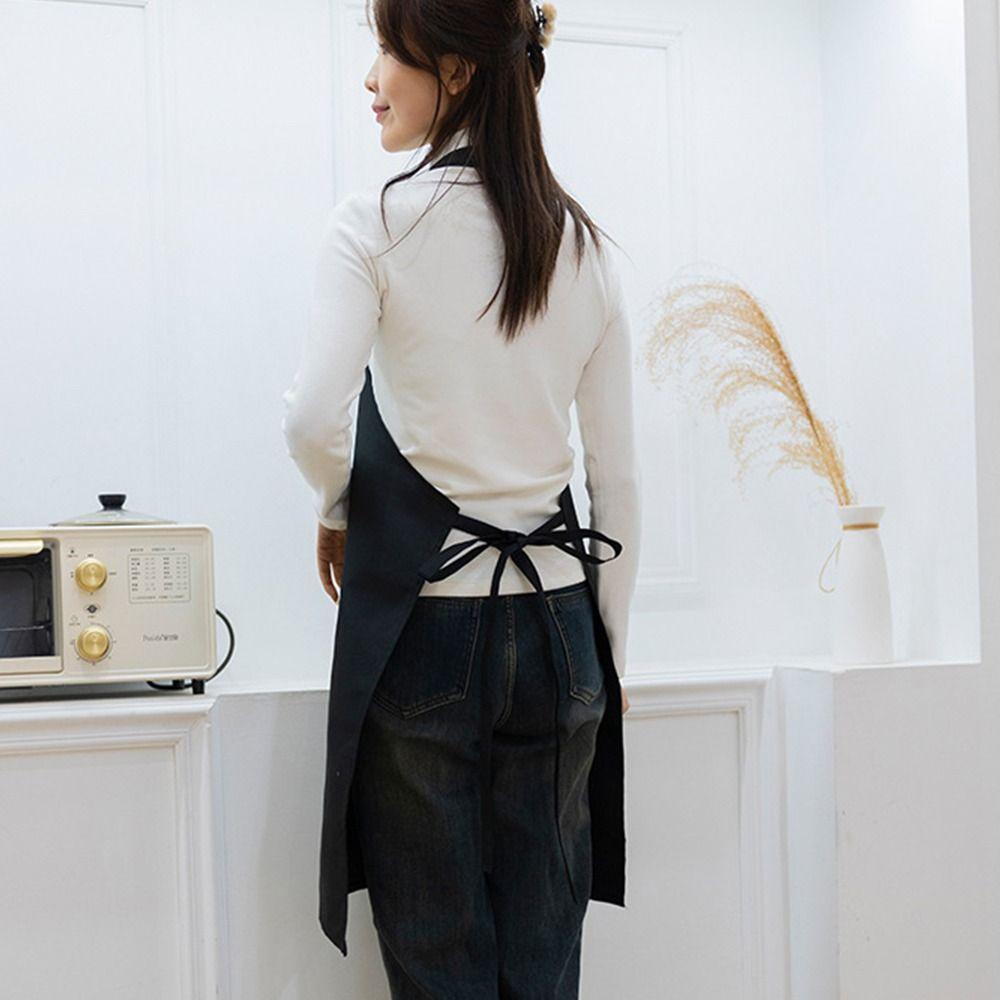 Med fickor Justerbar haklappsshorts Svart Vit Vattentät Köksförkläde Fläckresistent Arbetskläder Design Servitörsförkläde