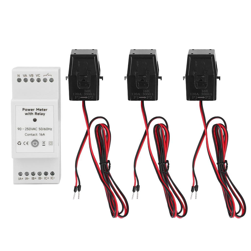 WiFi Energy Monitor 3 Phase 4 Wire Smart APP Control Electricity Usage Meter with Relay and 3x120A C