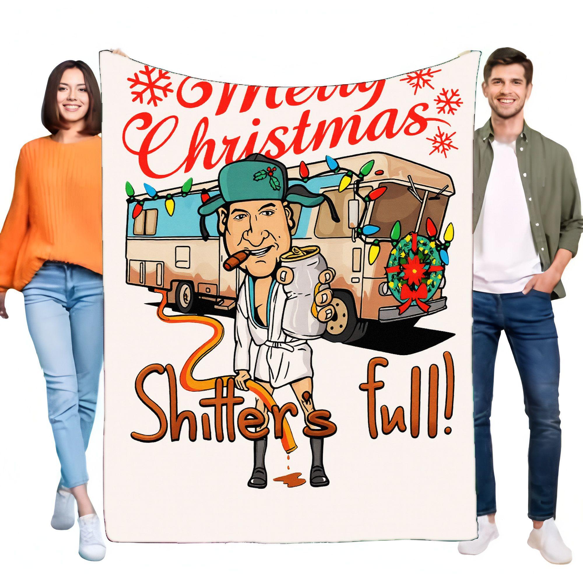 Funny Merry Christmas Blanket Cozy Soft Throw for Holiday Season, Shitter s Full Design, Perfect for Couch Sofa, Ideal Gift for 75X95CM