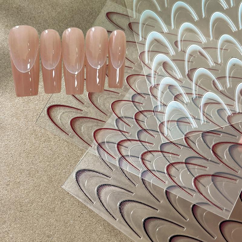 Gradient French Line Nail Stickers Decals 3D French Tips Manicure Nail Art Gel Sliders Decorations Accessories