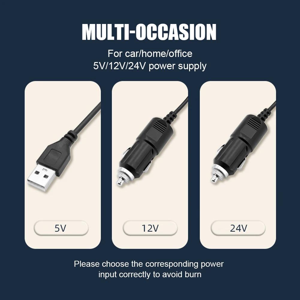 5/12/24V Portable Dual Head Car Fan 360° Rotation 2 Speed Electric Fan USB Air Circulation Fans For Dashboard Car Fan