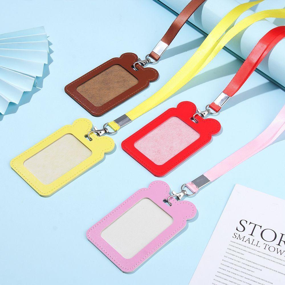 Cartoon ID Card Holder PU Leather Work Card Case Cute Badge Holder  Work
