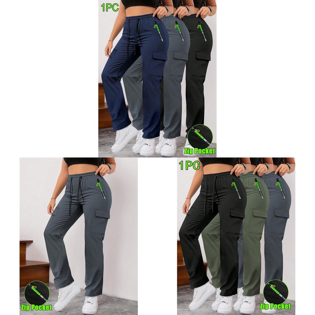 Retro Streetwear Cargo Pants For Women With Polyester Fabric And Large Pockets