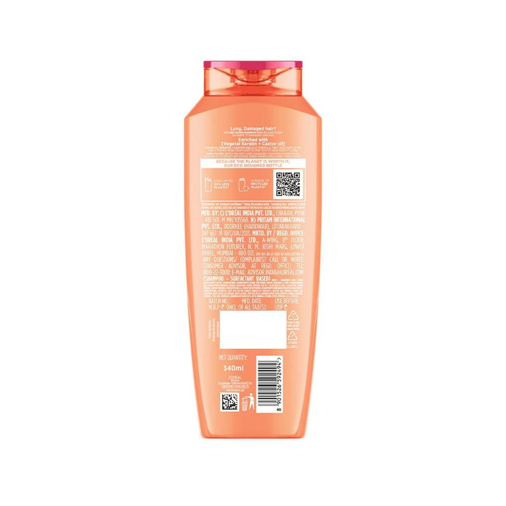L'Oreal Paris Restoring Shampoo 340 ml | Nourishes | Repair & Shine | For Long and Lifeless Hair | Dream Lengths