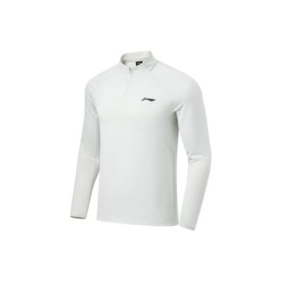 CBA Series Solid Color Half-Zip Stand Collar Quick-Dry Cool Knitted Pullover Sweatshirt Men Sweatshirt Light-Gray AAEU005-3