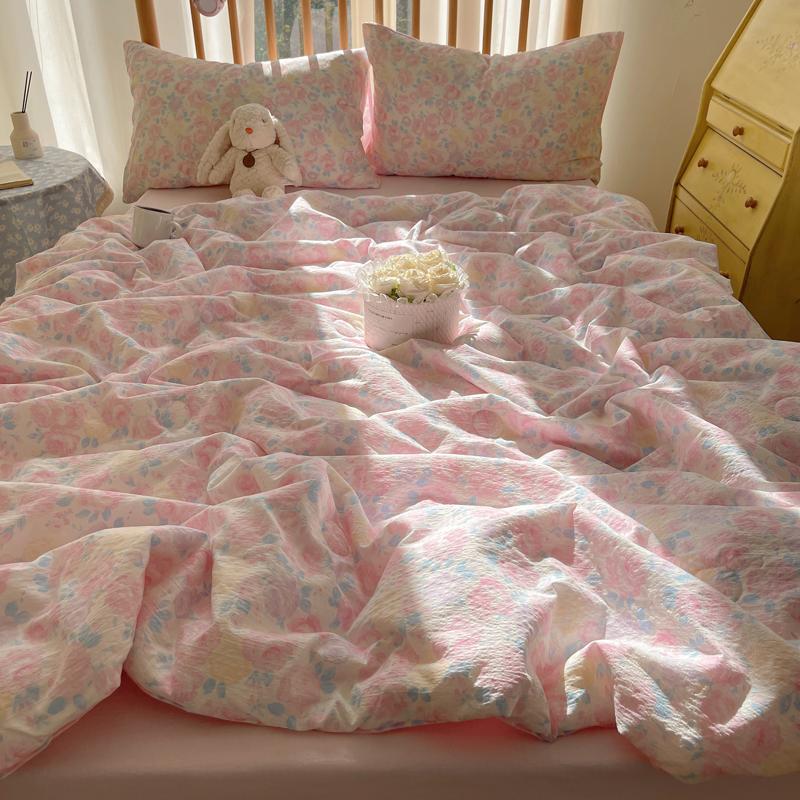 2025 Summer Quilt New Washed Cotton Cooling Blanket Lovely Home Decoration Comfortable Lightweight With Pillowcase Sheet