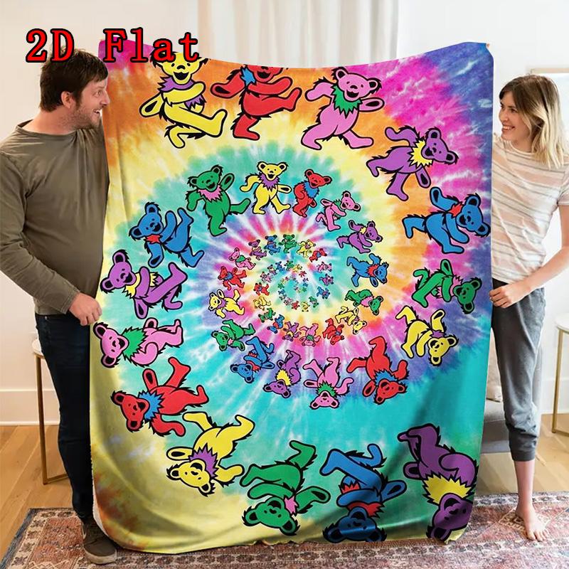 Colorful Dancing Bear 2D Flat Pattern Flannel Blanket High quality All Seasons Warmth and Comfort Perfect for Christmas Gifts.NMT0928222