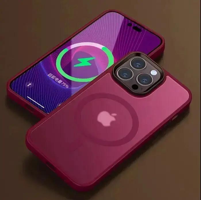 Luxury Matte Translucent Frosted Case For iPhone 17 16 15 14 13 12 Pro Max Plus Magnetic Funda For Magsafe Wireless Charge Cover