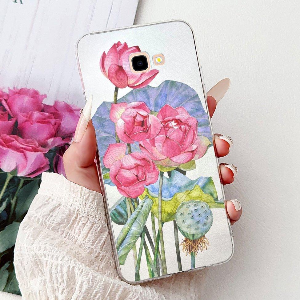 For Samsung J4 Plus Case Clear Cute Fashion Flowers Cool Painted Back Cover For Samsung Galaxy J4+ Phone Case SM-J415F SM-J415G
