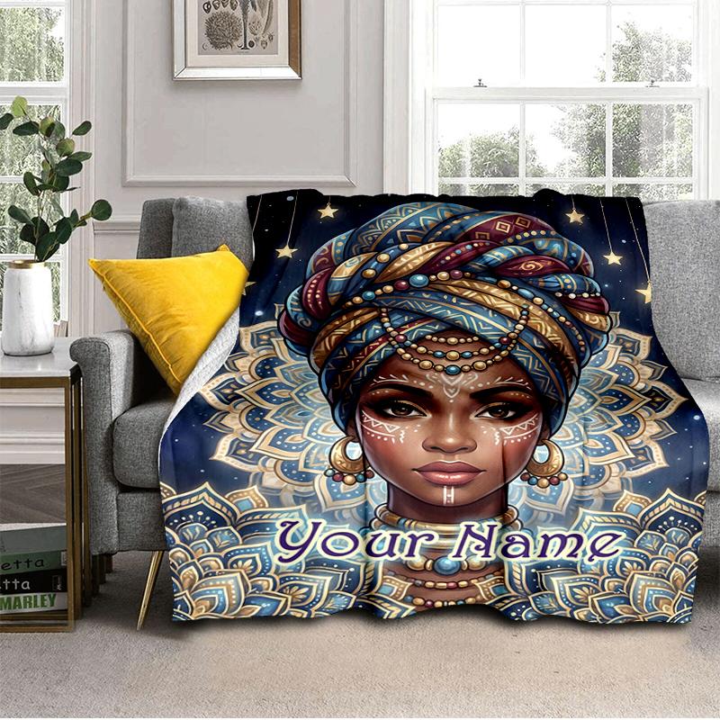 1PC Custom Name Ethereal Beauty Stars flannel blanket versatile,all-season throw suitable for the living room,bedroom,camping,travel,and gift