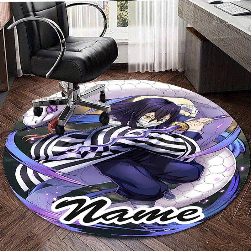 Personalized Demon Slayer Round Chair Office Rug - Perfect for Mat, Office Chair & More - Ideal Gift for Birthdays and Holidays