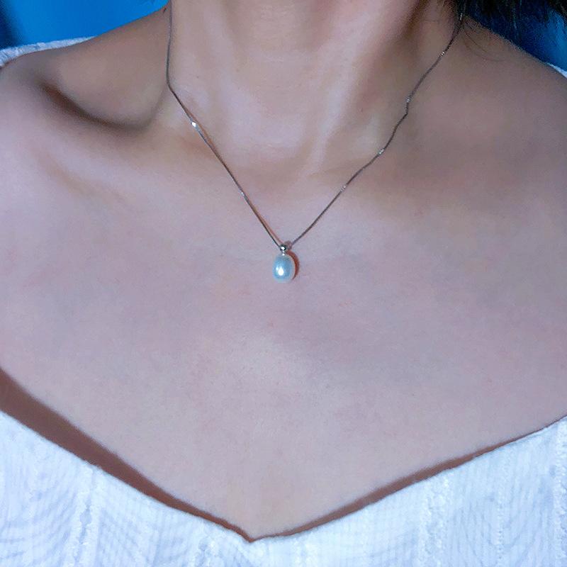 Minimalist water drop baroque pearl pendant necklace women's high sense s911 silver adjustable pull necklace new trendy