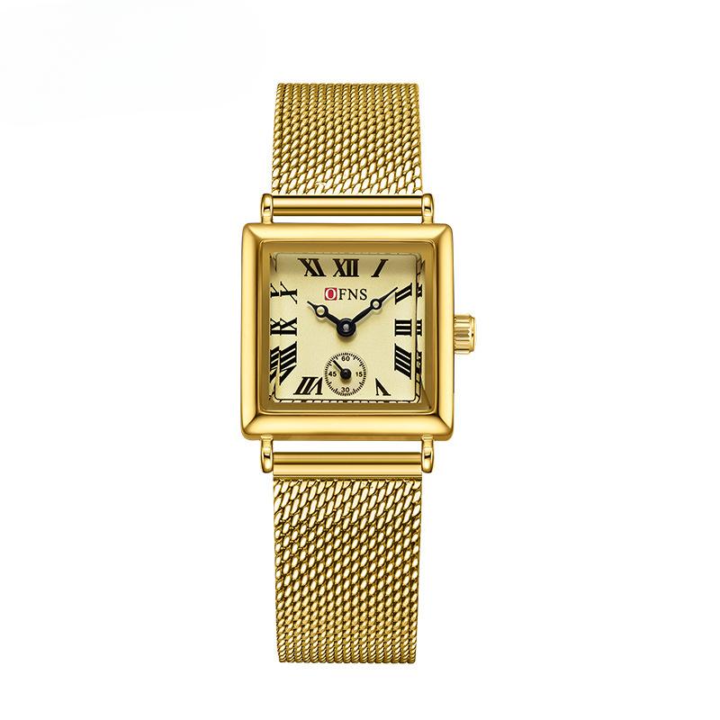 Quartz Watch Niche Square Dial Fashionable Roman Scale Two-hand Semi-waterproof Women's Watch