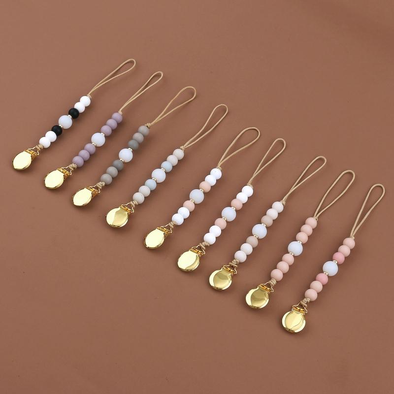 Pacifier Clips Chain Silicone Beads BPA Free DIY Dummy Clip Holder Soother Chains Baby Teething Toys Chew Shower Gifts