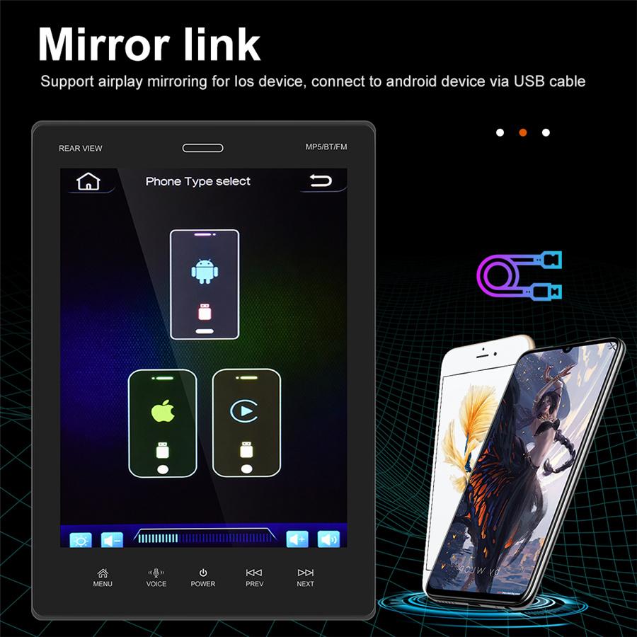 9.5" IPS Touch Screen Car Bluetooth Media Music Player FM Support Multi Language