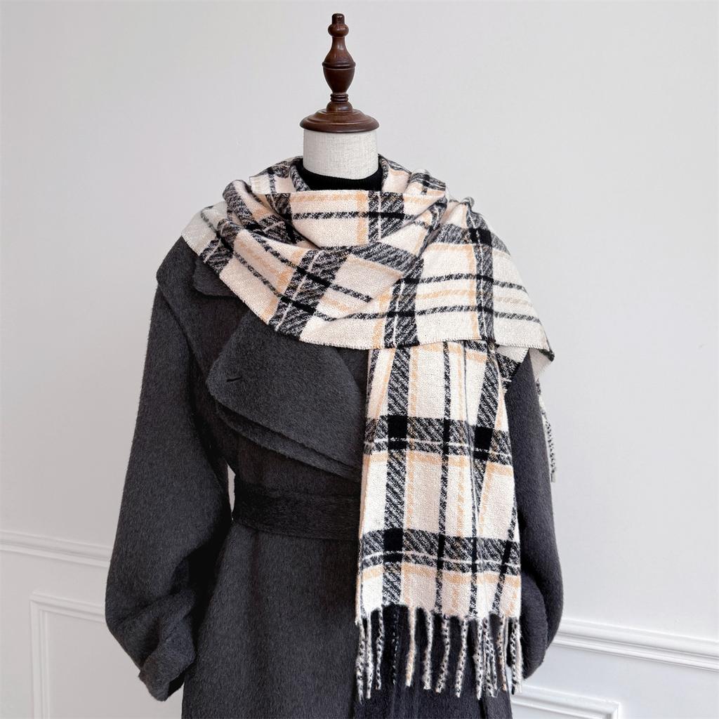 Luxury Cold-Proof Winter Women Men Scarf Thick Warm Tassels Shawls Pashmina Stripe Designer Neckerchief Cashmere Lady Outdoor