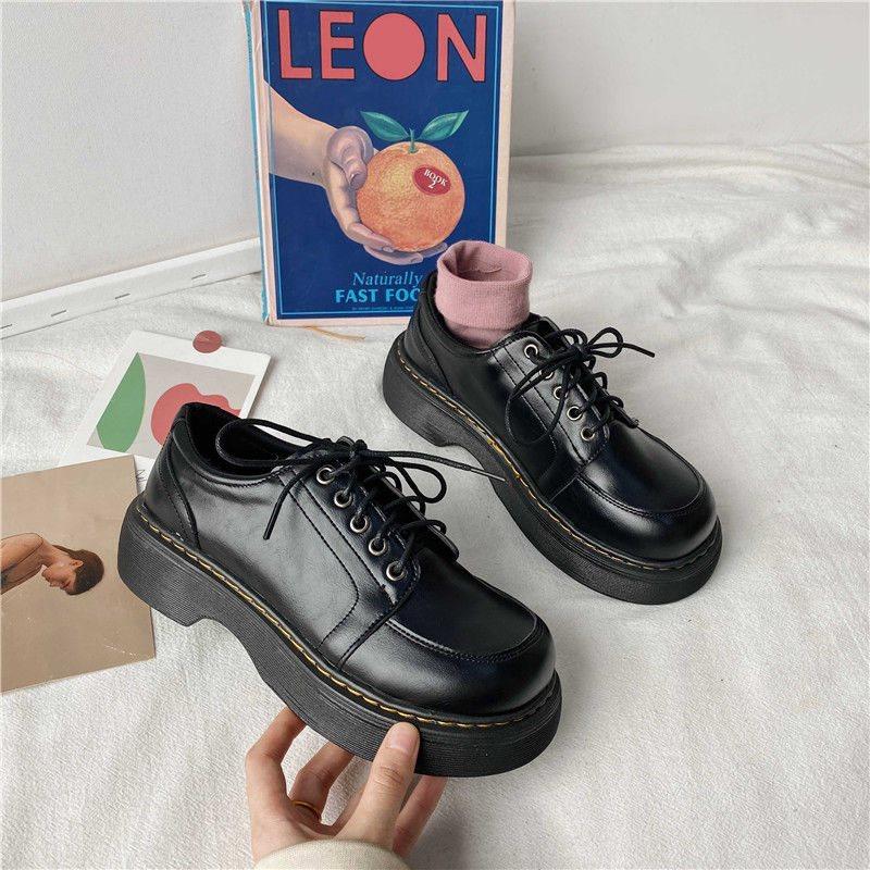

Shoes women s new small leather shoes retro style leather shoes college style platform versatile shoes 35