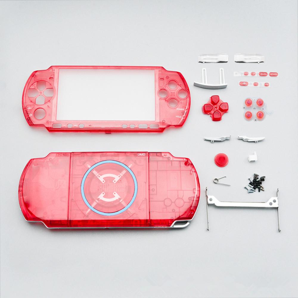 Clear Purple Full Housing Shell Case Cover & Buttons For Sony Psp3000