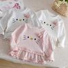 Girls Autumn Sweet Lace Trim Base Layer Shirt Baby Cute Cotton Casual T-Shirt Kids Fall Clothing Top