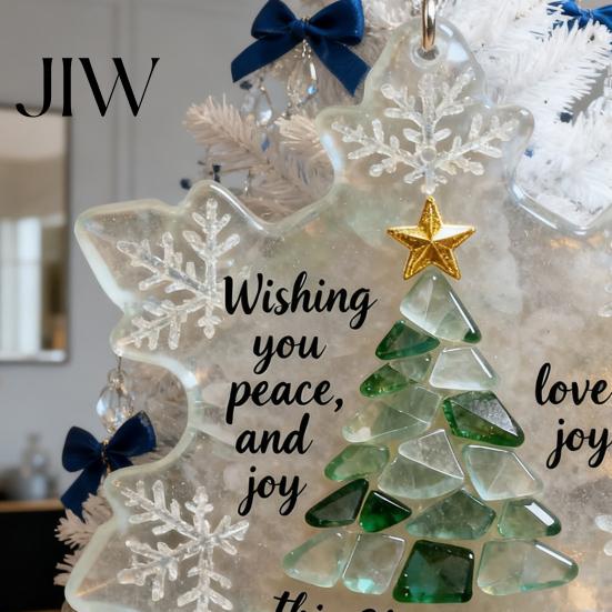 Festive Snowflake Decorations Snowflake-Shaped Sea Glass Christmas Tree Ornaments Coastal Inspired Winter Wonderland Seaglass Keepsake for Hanging