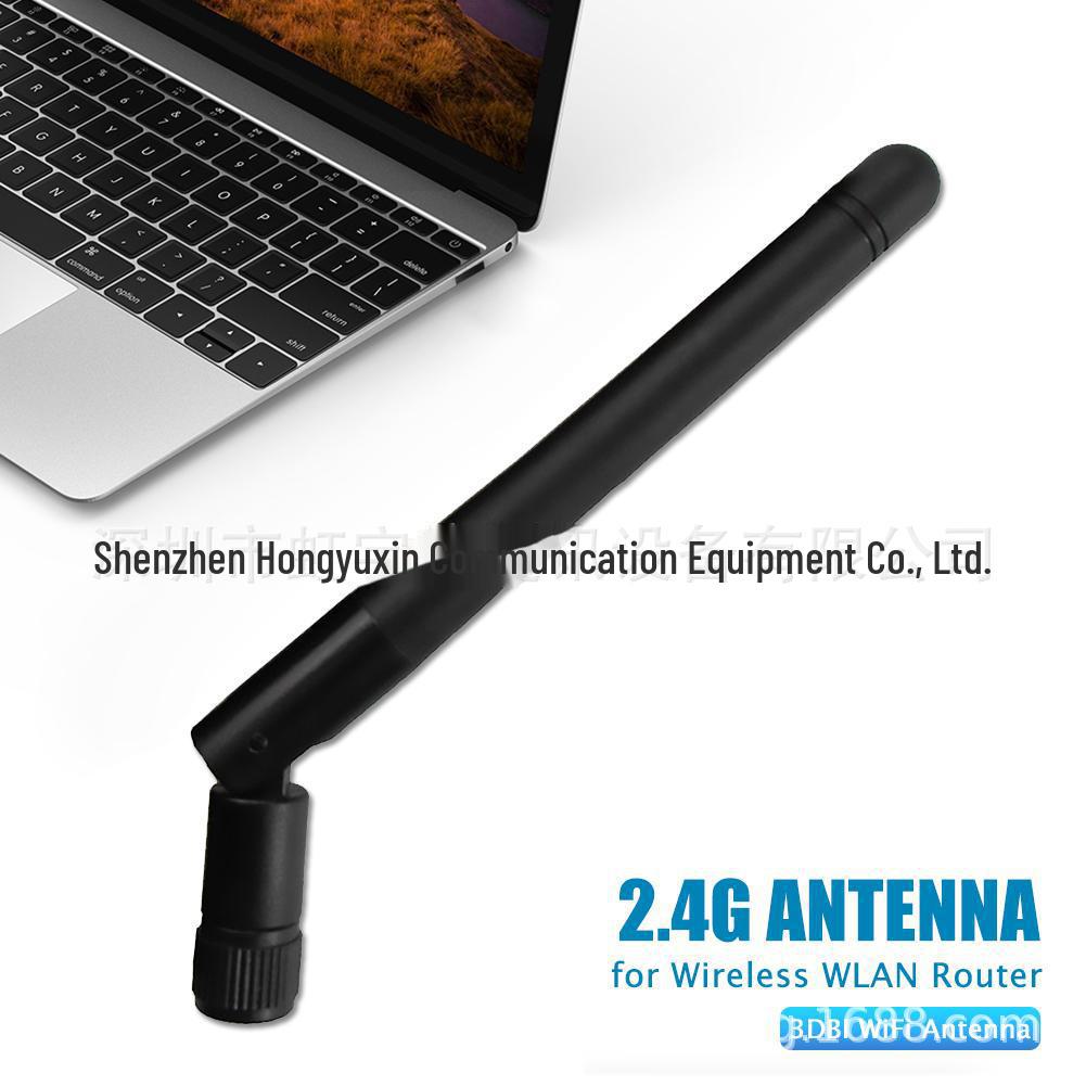 2.4GHz WiFi Glue Stick Antenna, 3dB, Foldable 90°, Male Pin Interface, Black
