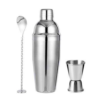 Professionelles 3-teiliges Stahl-Cocktailshaker-Set mit Jigger und Löffel für Bar, Heimpartys, Mixen, Barkeeper-Zubehör
