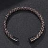 Vintage Men Leather Bracelet Charm Stainless Steel Buckle Bangles Jewelry Gift