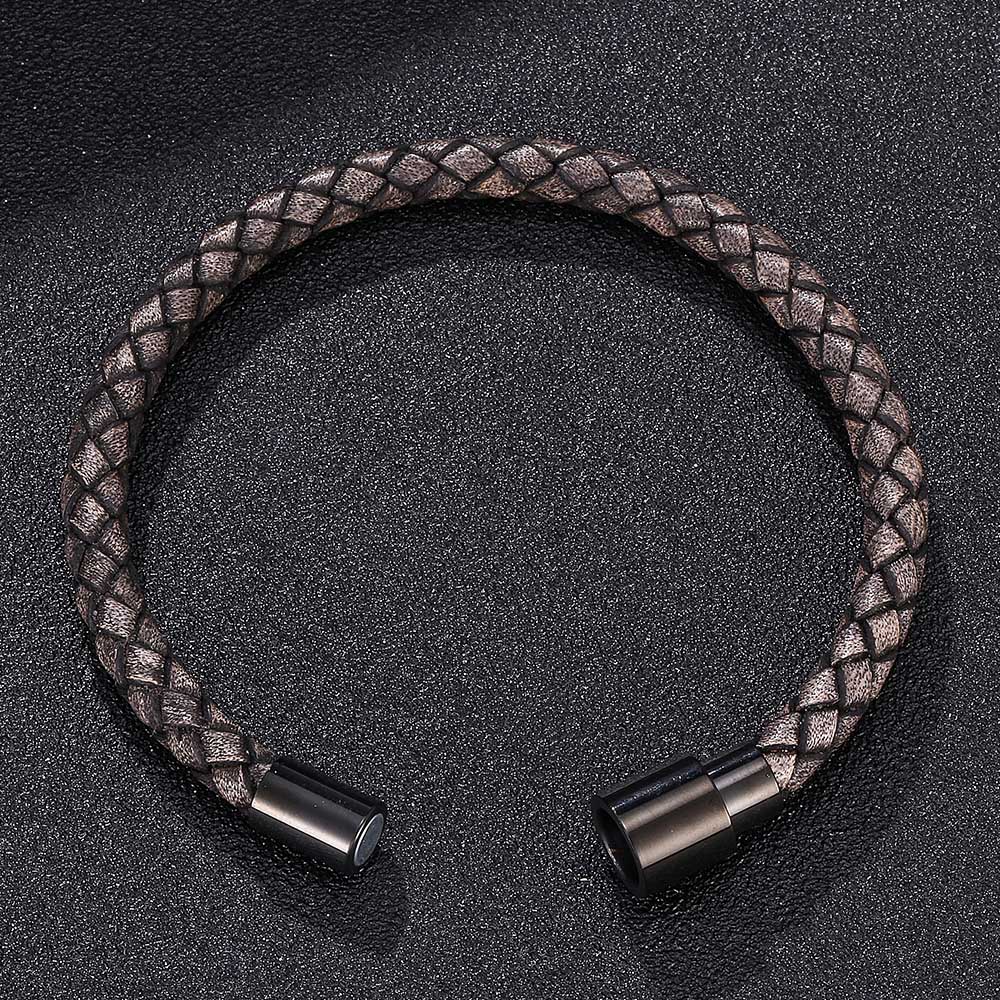 Vintage Men Leather Bracelet Charm Stainless Steel Buckle Bangles Jewelry Gift