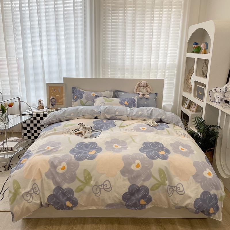 Four-piece Cartoon Single-piece Bedding Dormitory Bed Sheet Quilt Cover Ins Quilt Cover Three-piece Set Spring