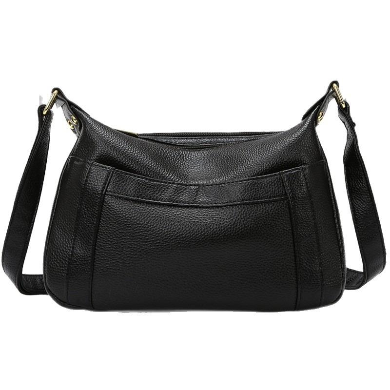 

Кожаная женская сумка большой вместимости сумка-мессенджер новая простая повседневная сумка через плечо из первого слоя коровьей кожи сумка для мамы one size fits all чёрный