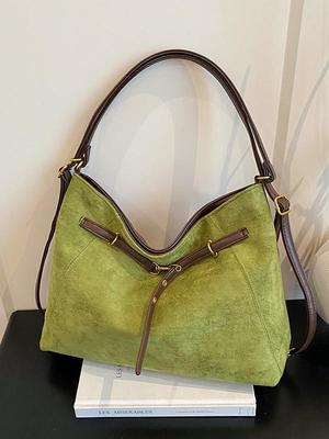 Grote Capaciteit Retro Suède Tote - 2025 Herfst/Winter Draagbare Forenzen Handtas
