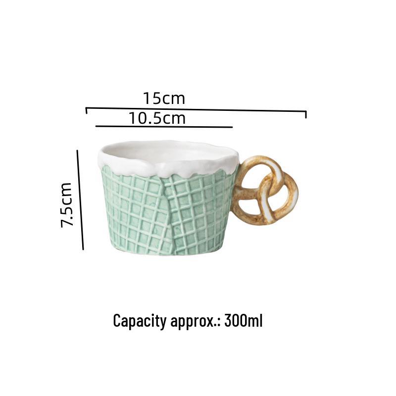 

Creative Biscuit Collection: Ceramic Dessert Plate & Coffee Mug Set