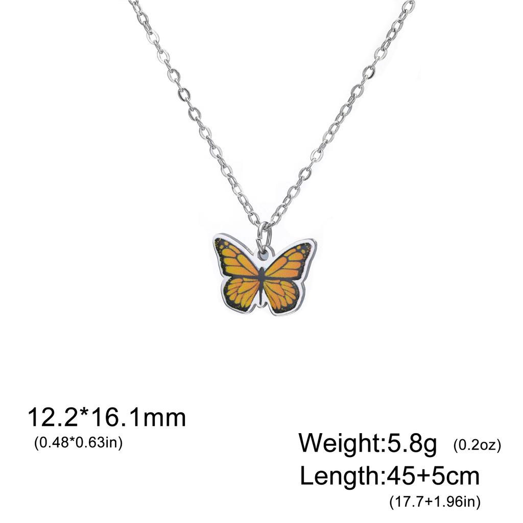 Teamer Colorful Butterfly Necklace For Women Girls Gold Color Stainless Steel Birthday Fashion Jewelry Gift Wholesale 2026 New