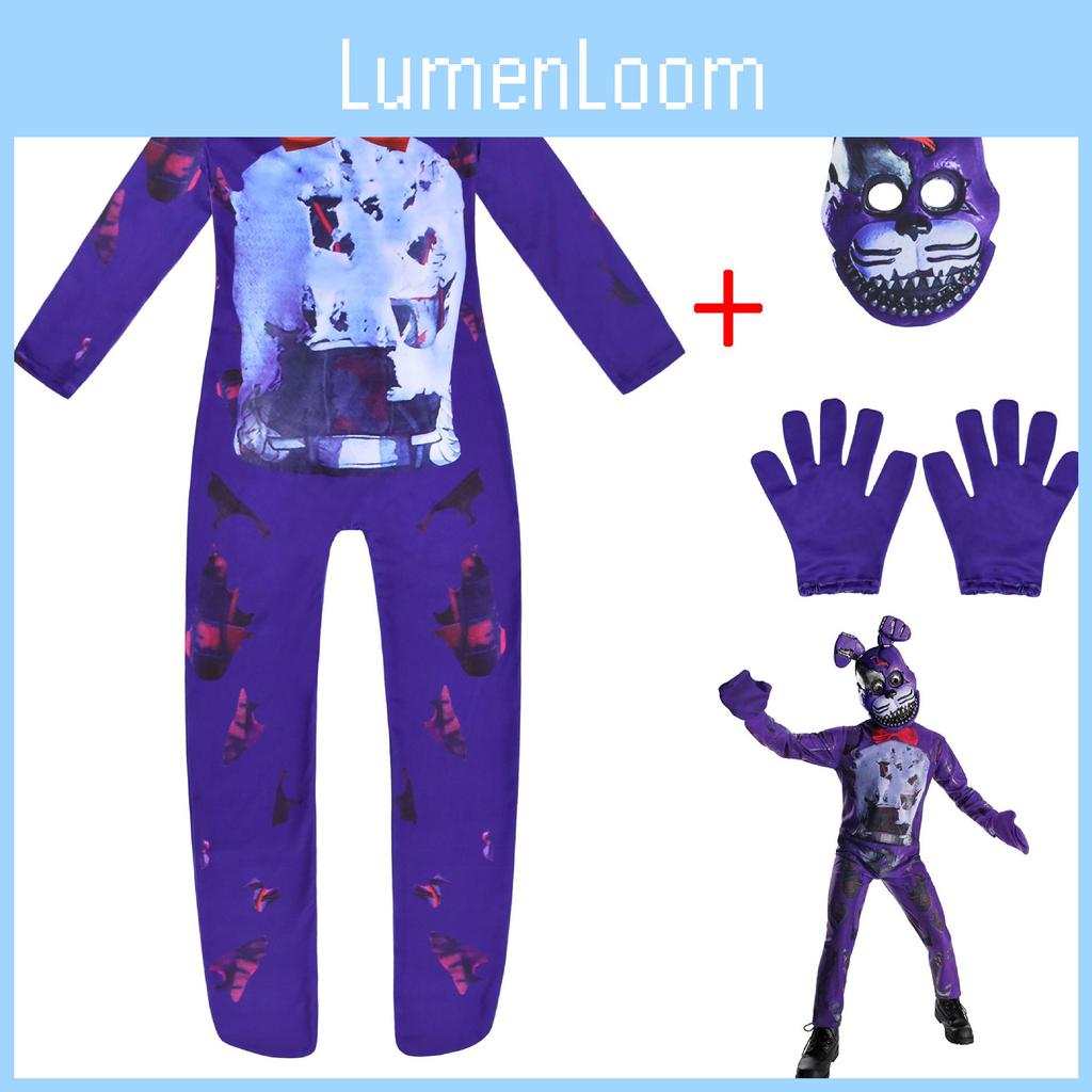 Unisex Sundrop Fnaf Toy Bear Cosplay Costume Bodysuit Jumpsuit Mask Glove For Carnivals