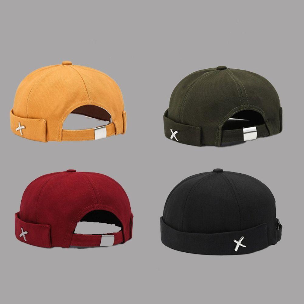 Casquette Dôme Melon Vintage Métal Logo X Casquettes Melon Décontractées Chapeau sans Bord pour Loisirs Streetwear