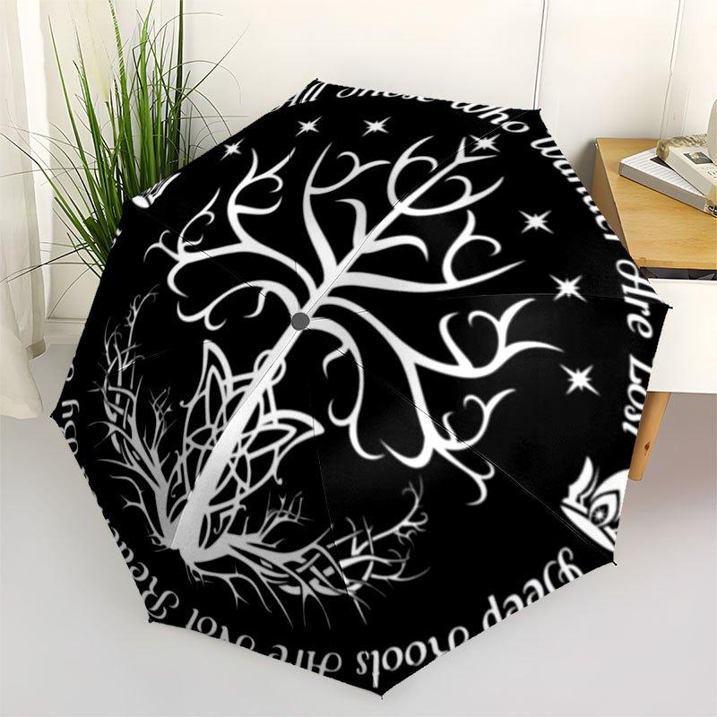 Tree of Gondor: Not All Those Who Wander Are Lost StickerUmbrella with Cute Design,Portable 3-Fold Compact Umbrella for Men&Women,Valentin