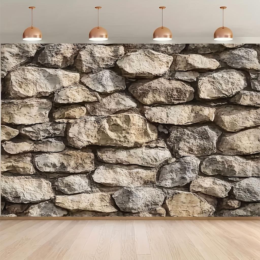 Background Banner with Background Fabric with Simple Stone Wall Themed Party Pattern, Suitable for Exterior and Interior Decoration.